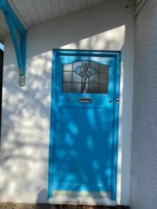 Bright Blue Front Door and Porch Paintwork