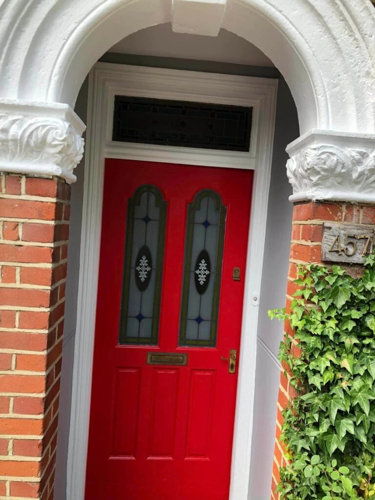 Red Front Door with an Arched Period Surround — after