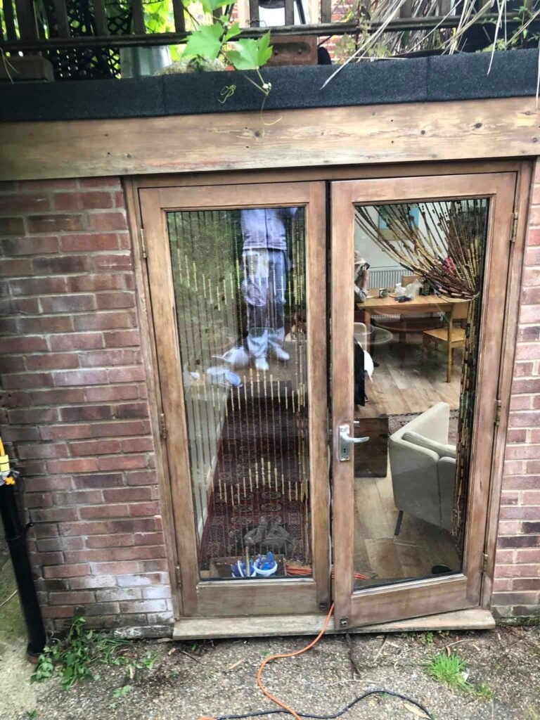 Timber Garden-Room Windows and Doors – Preparation and Refinishing — before