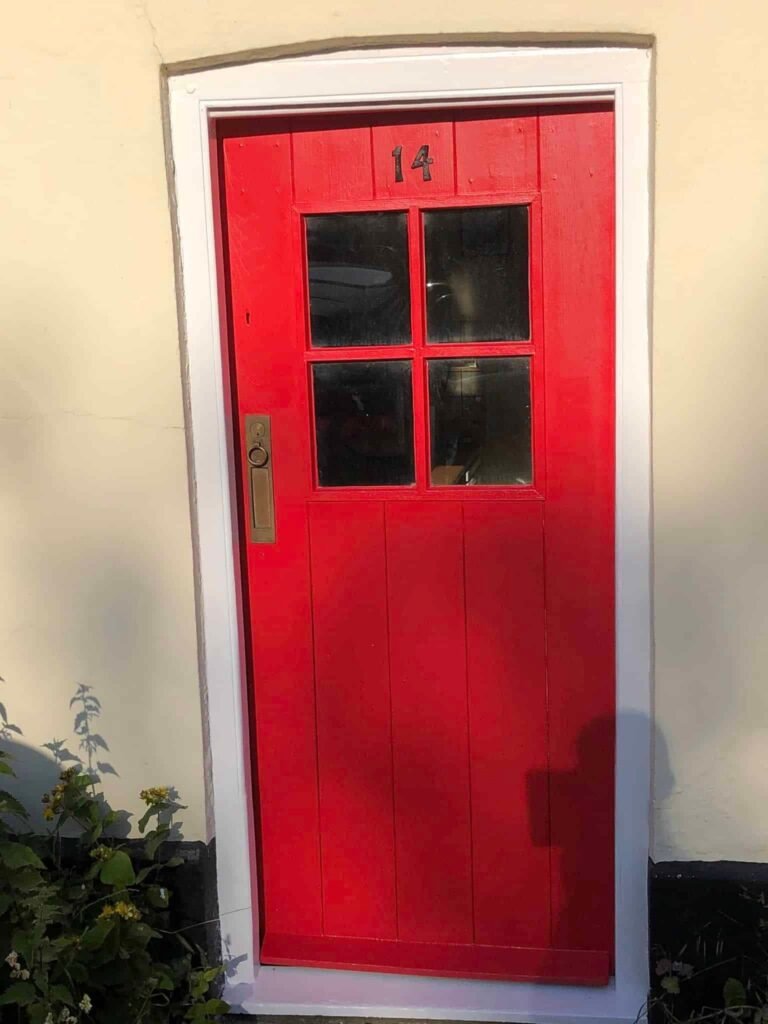 Red Cottage Door – Preparation and Repainting — after