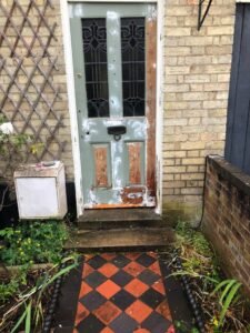 Period Front Door Repainting in Muted Teal